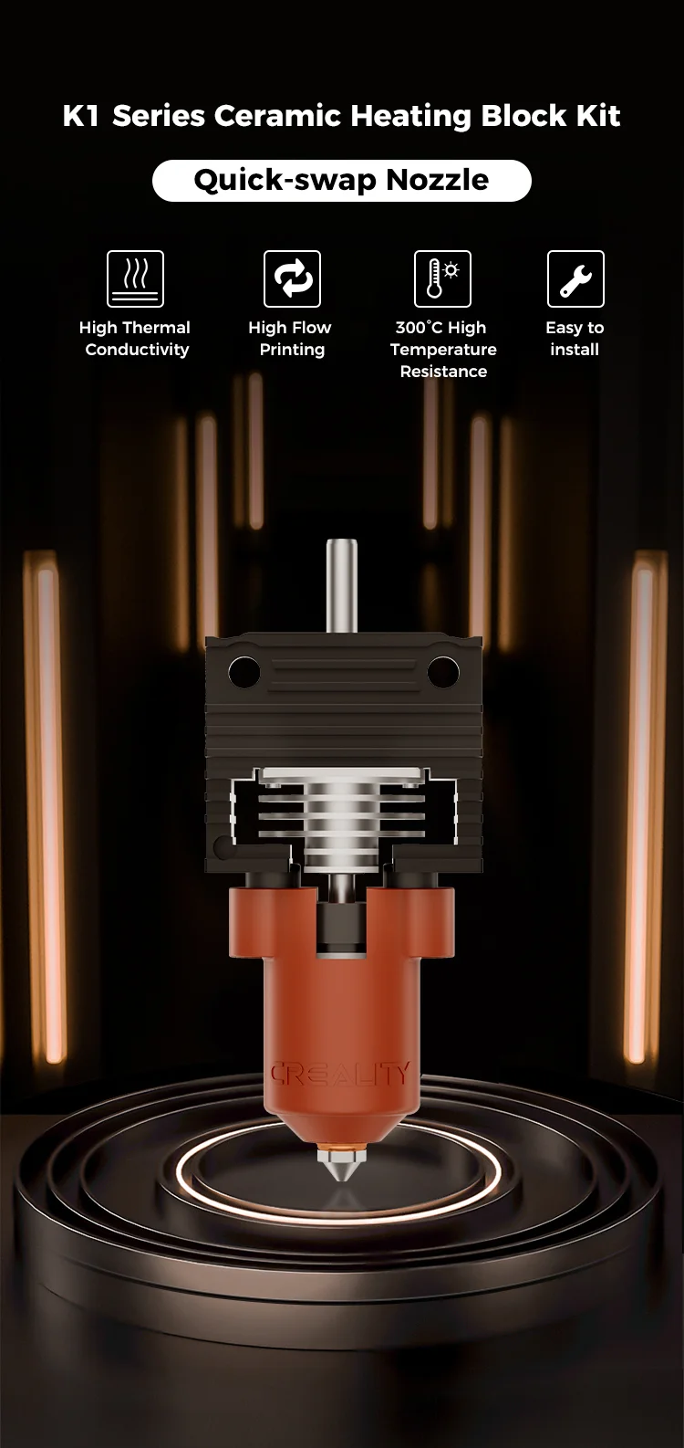 HOTEND K1 MEJORA Kit Bloque De Calentamiento De Cerámica Creality Serie K1 4001030120 C1