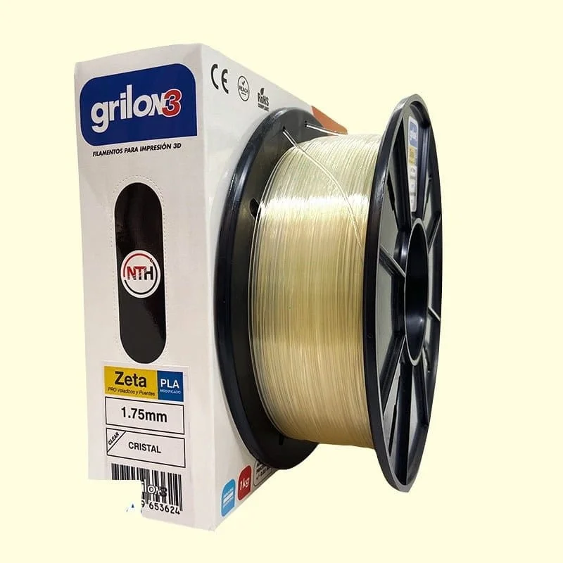 CRISTAL CLEAR  (translucido) PLA ZETA GRILON FILAMENTO 3D 1.75MM 1KG