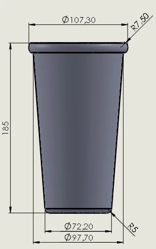 MOD1 1Litro VASO FERNETERO LISO SIN STL ALUMINIO,(LAS MEDIDAS PUEDEN VARIAR)