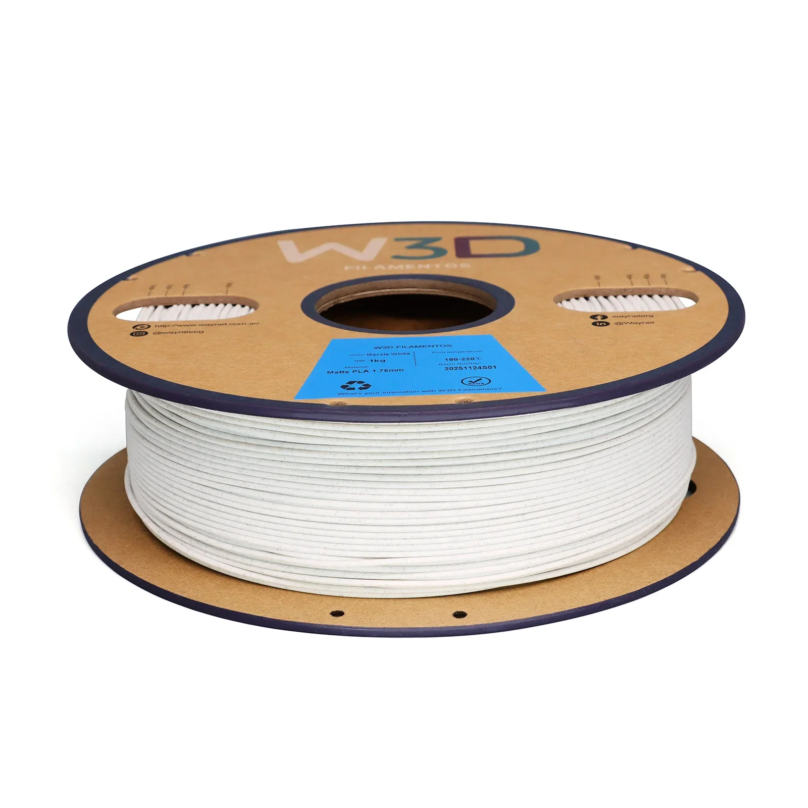 MATTE MARMOL BLANCO (Matte Marble White) PLA W3D FILAMENTO 3D 1.75MM 1KG 0104007