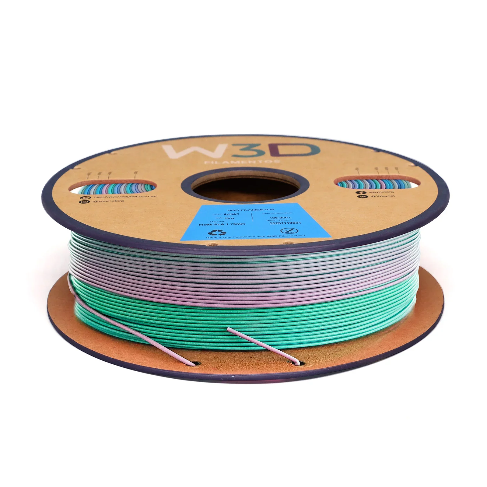 MATTE ARCOIRIS MACARON (Matte Macaron Rainbow) PLA W3D FILAMENTO 3D 1.75MM 1KG 0688765