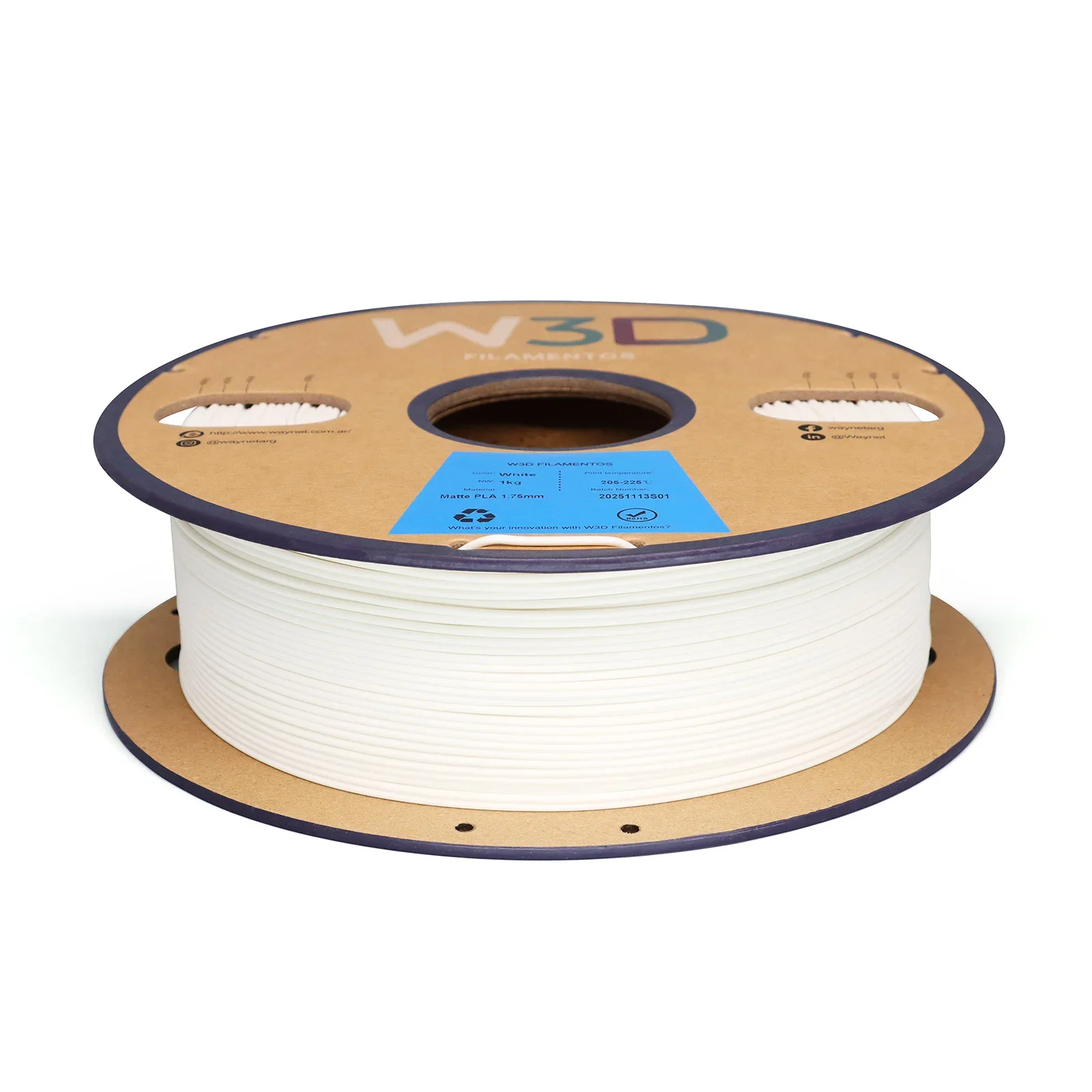 MATTE BLANCO (Matte white) PLA W3D FILAMENTO 3D 1.75MM 1KG 0688765