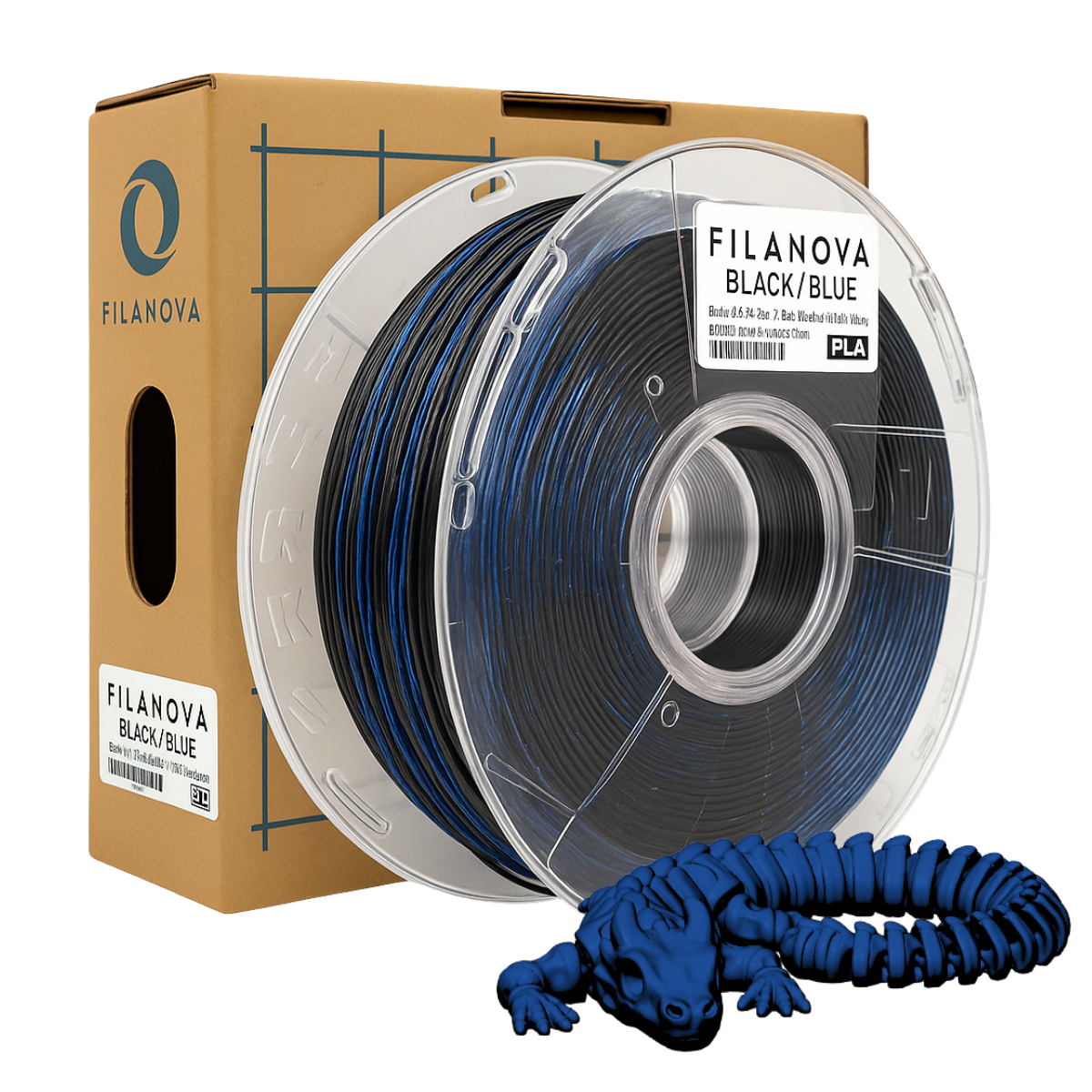 Black Blue Negro Azul Filamento PLA Dual Color  Filanova x 1Kg