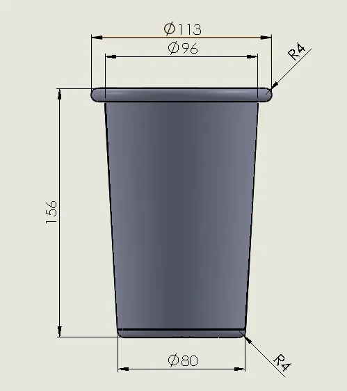 MOD2 1L BAJO VASO ALUMINIO VASO  UN POCO DE RUIDO SIN STL (SOLO VASO DE ALUMINIO SIN PIEZAS IMPRESAS) 11.5 (diametro superior) - 8 (diametro inferior) - 16 (altura),(LAS MEDIDAS PUEDEN VARIAR)