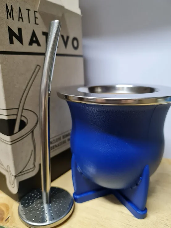Azul MATE LASERABLE con bombilla acero inoxidable