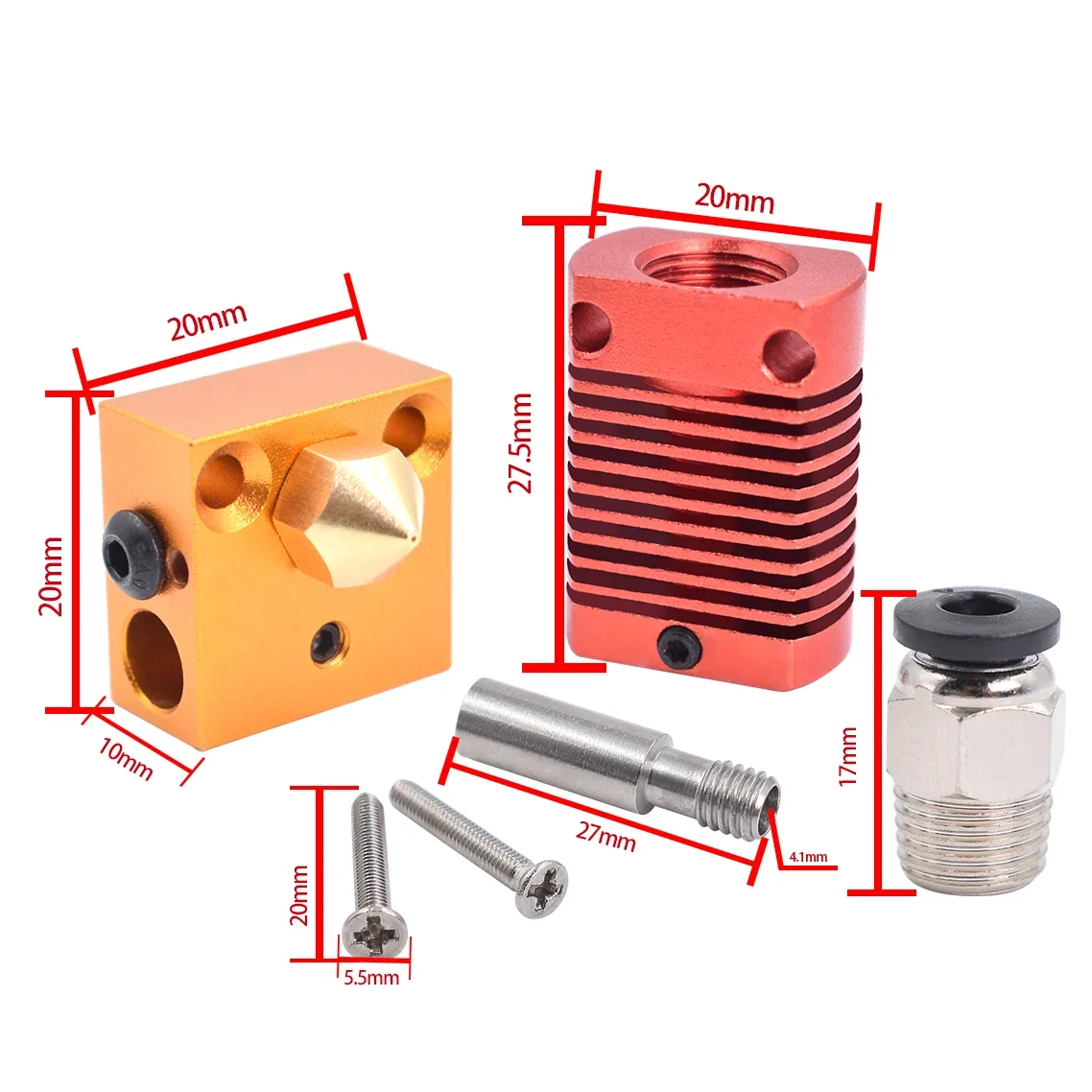 kit HOTEND ENDER 3 DR10  (Bloque calefactor + tubo de calor + garganta + boquilla + conector rápido) generico PH-CR10 C29