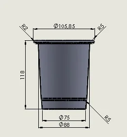 MOD2 650ML VASO ALUMINIO SIN STL (SOLO VASO DE ALUMINIO SIN PIEZAS IMPRESAS,LAS MEDIDAS PUEDEN VARIAR)