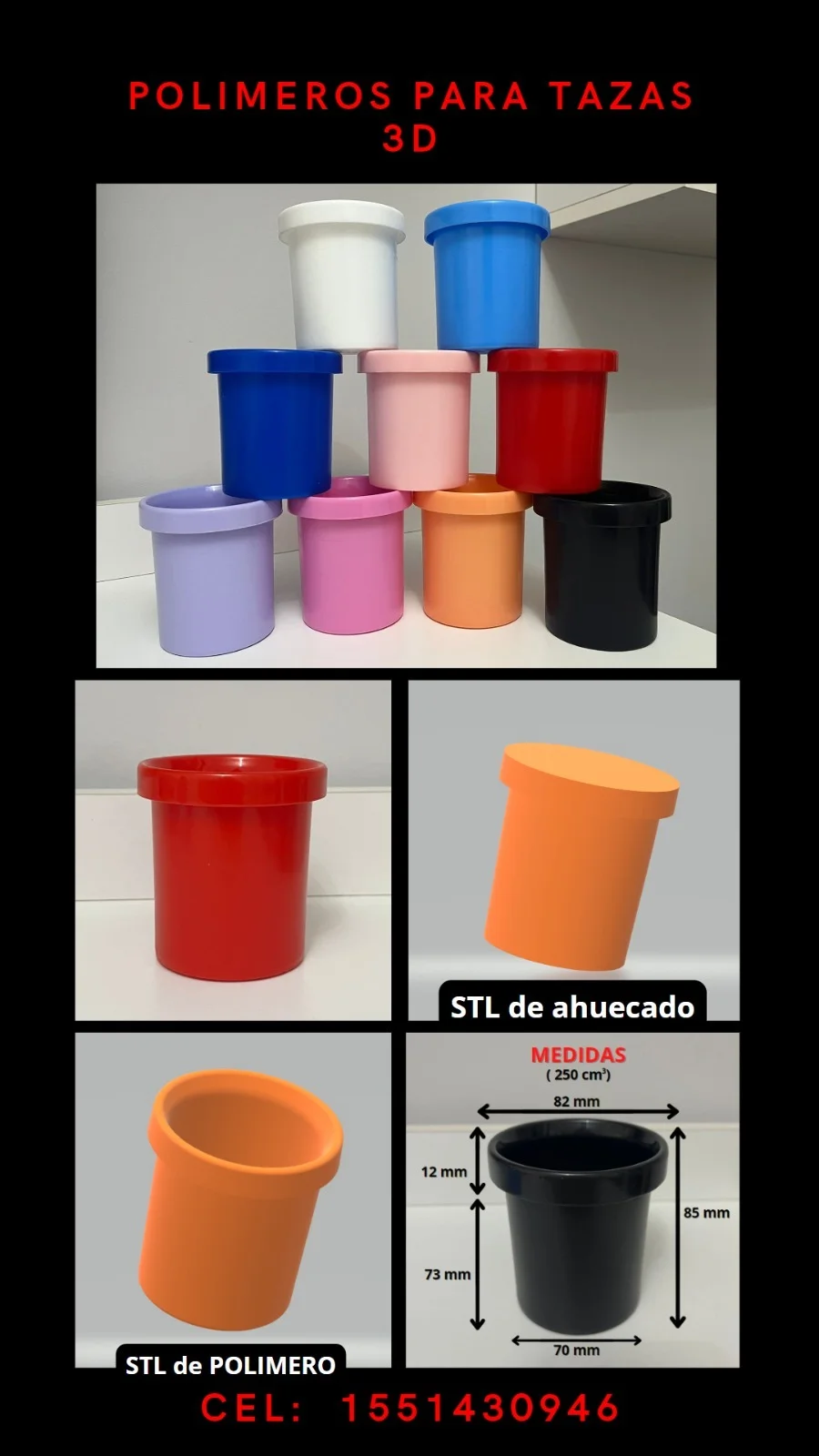 BLANCO ALTA TAZA interior de taza para impresión 3d con borde polimero AT