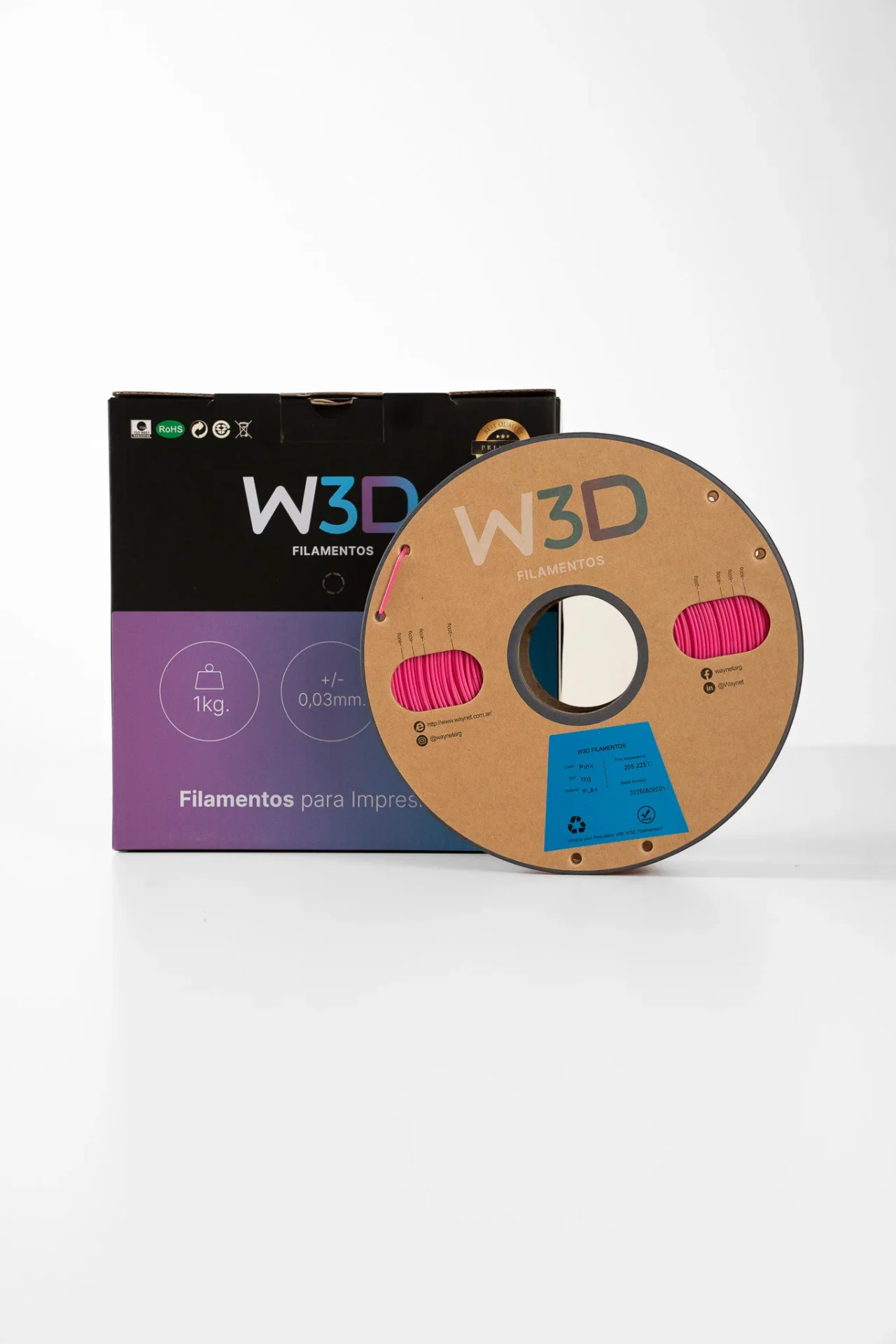ROSA (Pink) PLA W3D FILAMENTO 3D 1.75MM 1KG 0101010