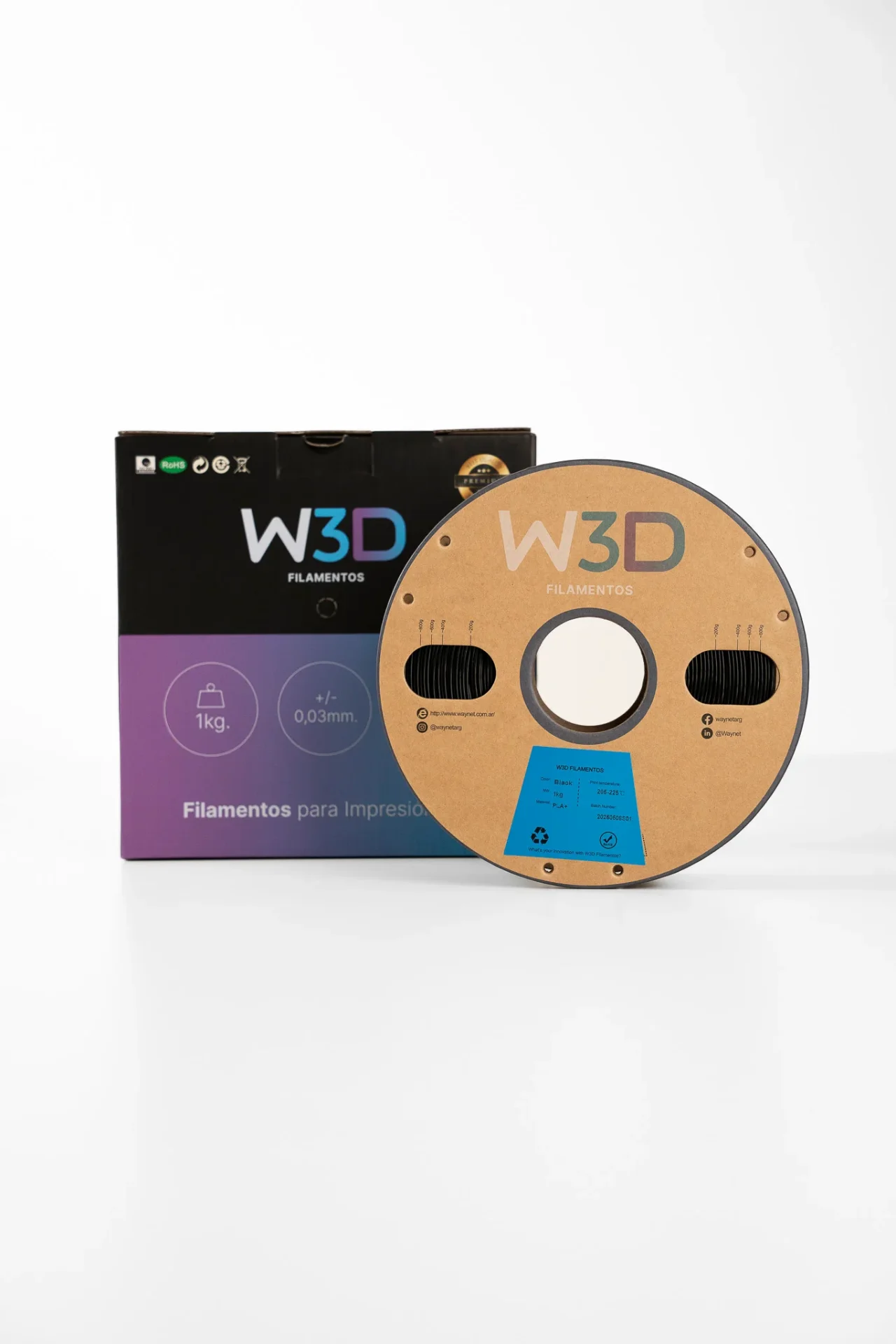 NEGRO (Black) PLA W3D FILAMENTO 3D 1.75MM 1KG 0101001