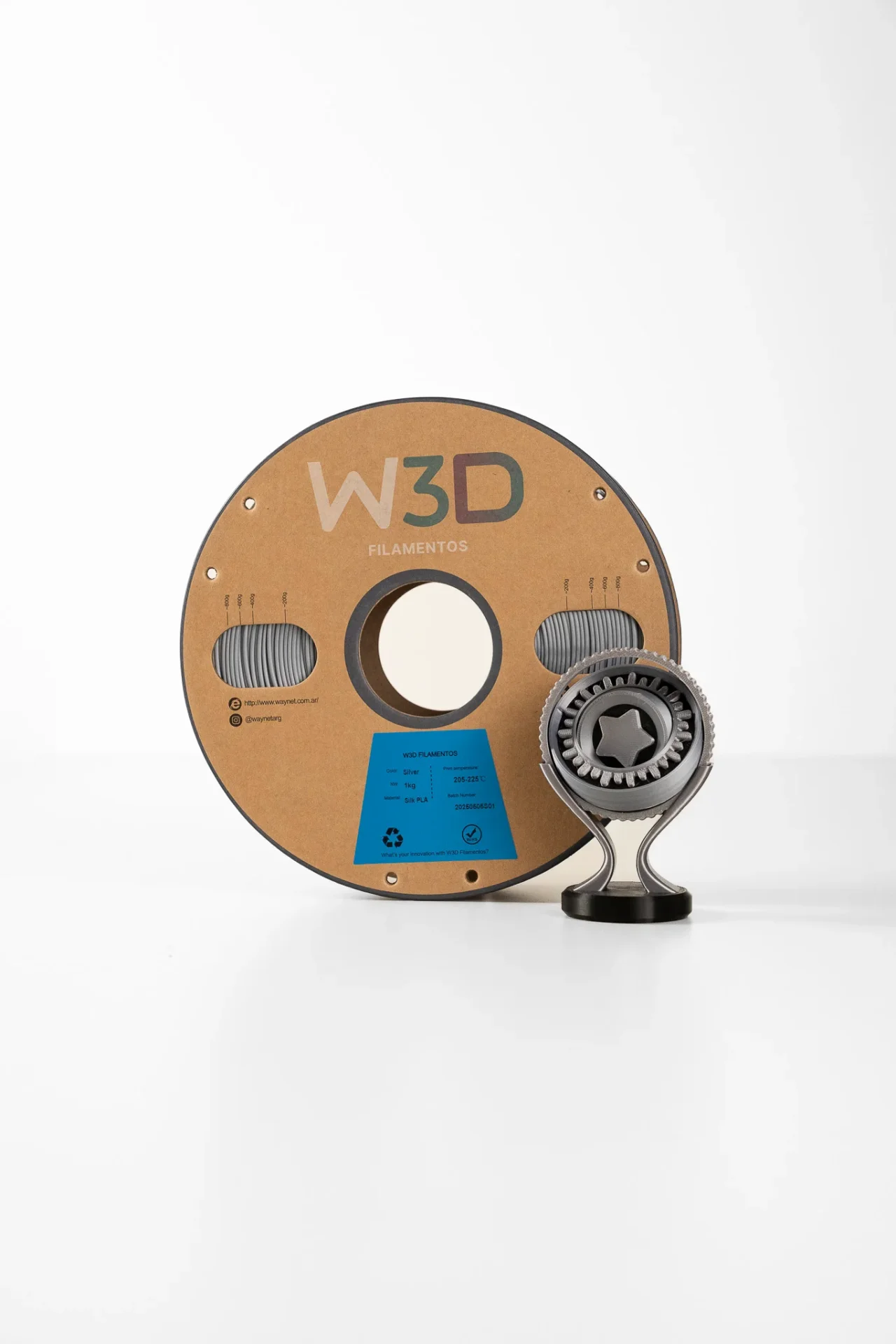 GRIS SILK PLATA (Silk Silver) PLA W3D FILAMENTO 3D 1.75MM 1KG 0103017