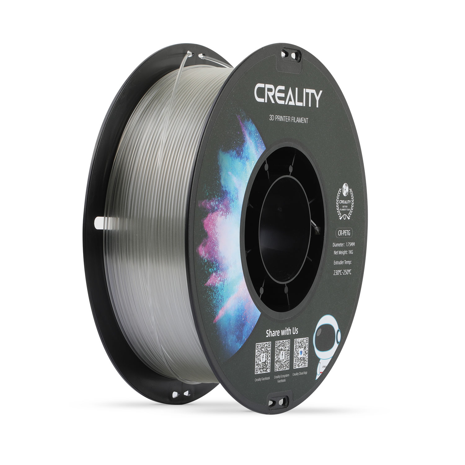 TRANSPARENTE CR-PETG Transparent 1.75 1KG CREALITY Filamento 3D 1.75 1KG 40645 3301030037