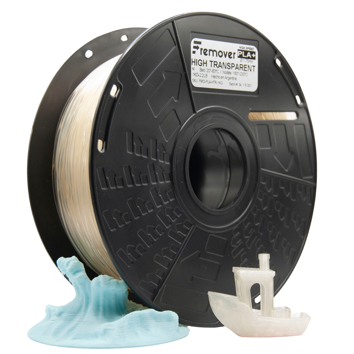 TRANSPARENTE Transparent PLA FREMOVER CON Caja Filamento Rollo x1 KG