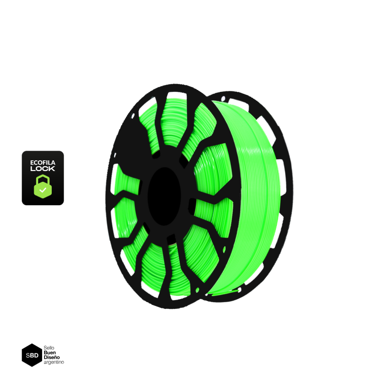Verde Fluo CON CARRETEL Filamento Hellbot ECOFILA PLA 1,75mm 1kg ECOFILA