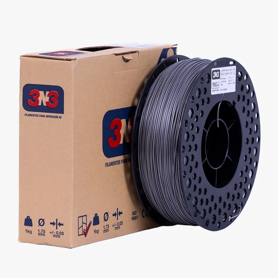 TPU 1 Kg 3nFLEX GRIS PLOMO TPU 3N3 FILAMENTO 3D 1.75MM 1Kg M83IGR175CJ