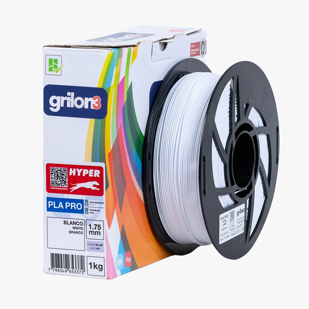 BLANCO PLA HYPER GRILON ALTA VELOCIDAD FILAMENTO 3D 1.75MM 1KG PLAG3PROHYPER