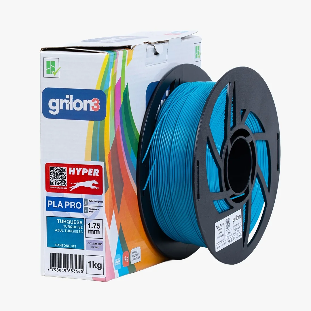 TURQUESA PLA HYPER GRILON ALTA VELOCIDAD FILAMENTO 3D 1.75MM 1KG PLAG3PROHYPER