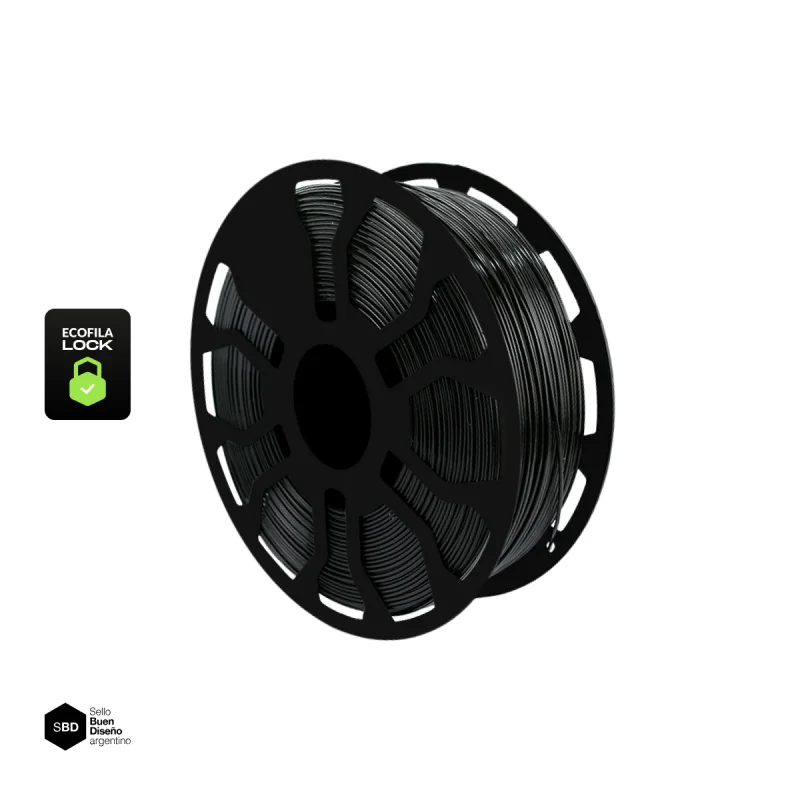 NEGRO CON CARRETEL PLA HELLBOT Filamento 3D 1,75mm x 1KG ECOFILA 3588