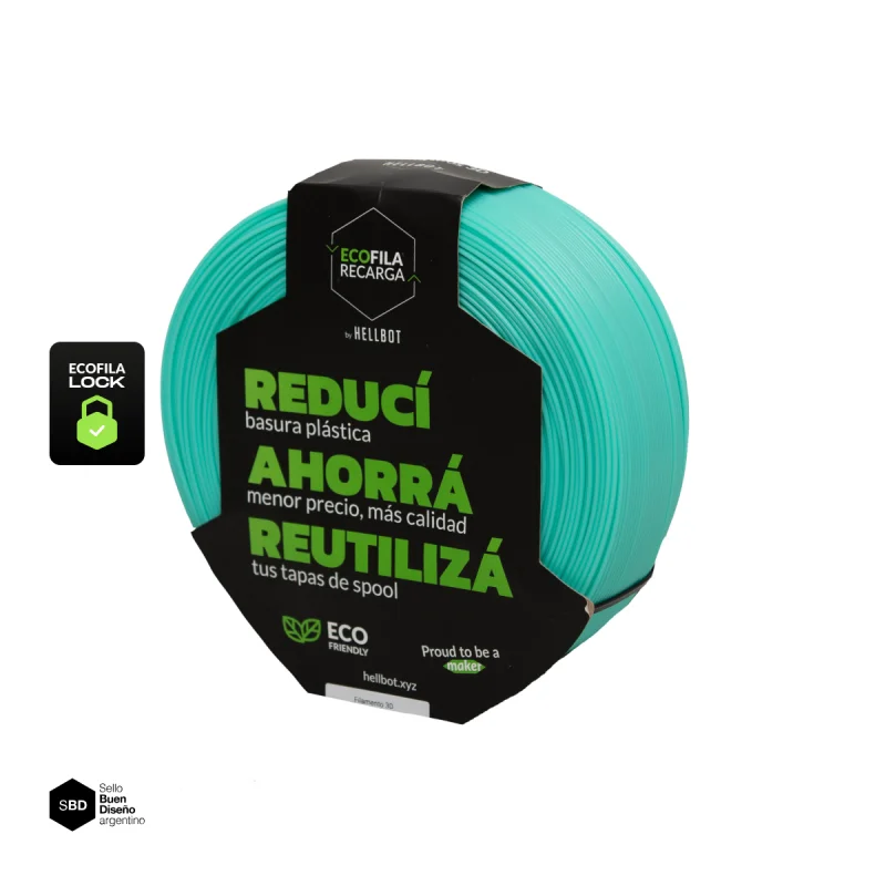 AQUA PASTEL SIN CARRETEL PLA Filamento 3D Hellbot 1Kg 1.75mm ECOFILA 3653