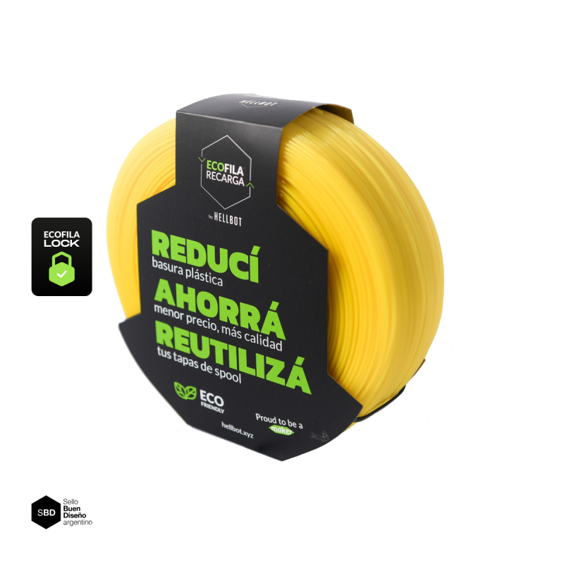AMARILLO SIN CARRETEL Filamento Hellbot PLA HELLBOT Filamento 3D 1,75mm x 1KG ECOFILA 3650