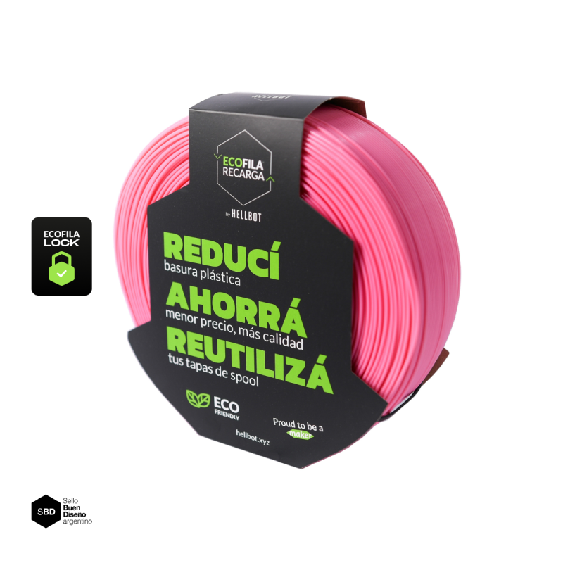 ROSA SIN CARRETEL Filamento Hellbot PLA HELLBOT Filamento 3D 1,75mm x 1KG ECOFILA 3609