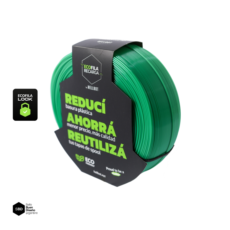 Verde SIN CARRETEL Filamento Hellbot PLA HELLBOT Filamento 3D 1,75mm x 1KG ECOFILA 3677