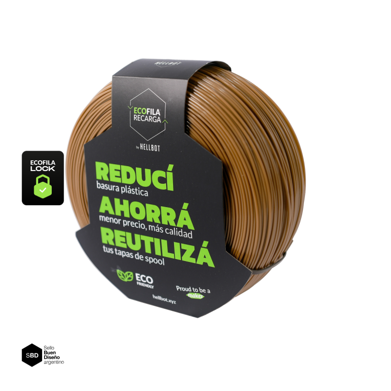 Marrón Capibara SIN CARRETEL Filamento Hellbot PLA HELLBOT ECOFILA Filamento 3D 1,75mm x 1KG 4452
