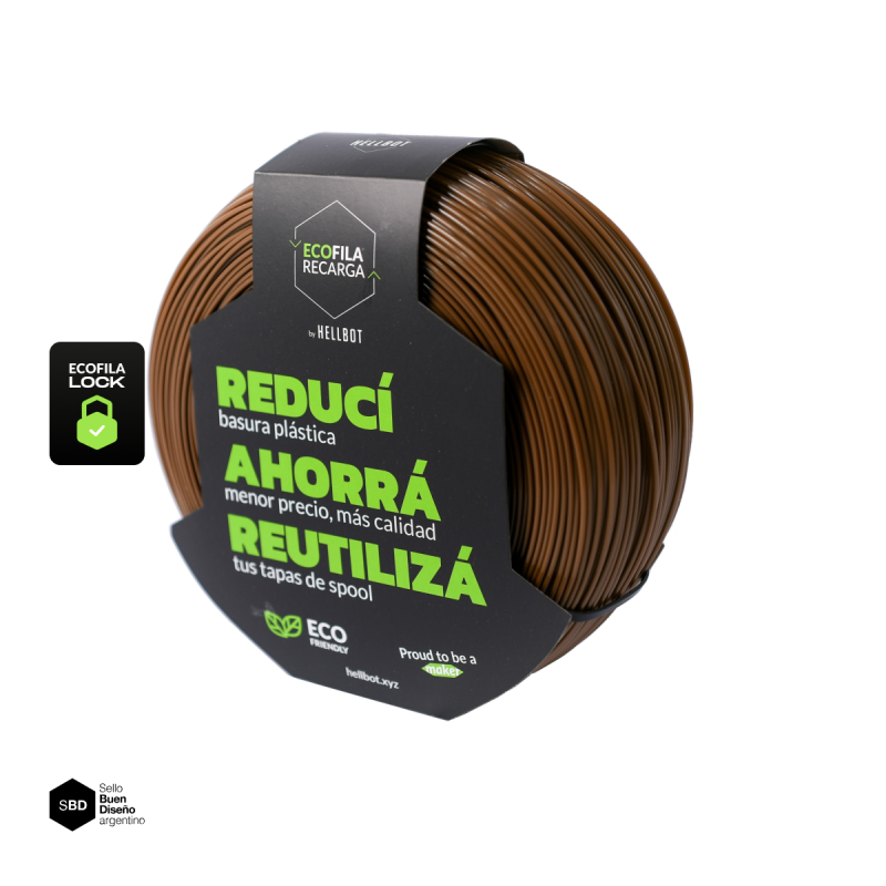 Marron SIN CARRETEL Filamento Hellbot PLA HELLBOT Filamento 3D 1,75mm x 1KG ECOFILA 3667