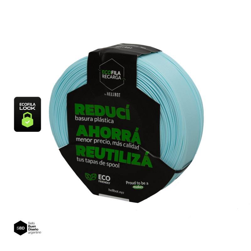 CELESTE PASTEL SIN CARRETEL PLA Filamento 3D Hellbot 1Kg 1.75mm ECOFILA 3657