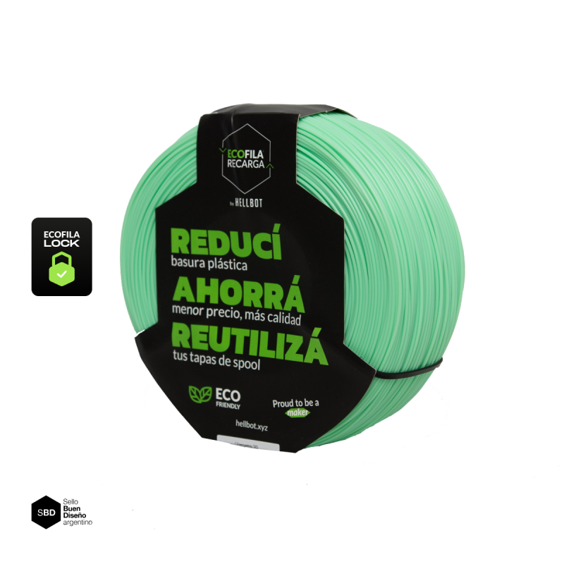 Kiwi Pastel SIN CARRETEL Filamento Hellbot ECOFILA 1Kg PLA 1,75mm ECOFILA 3664