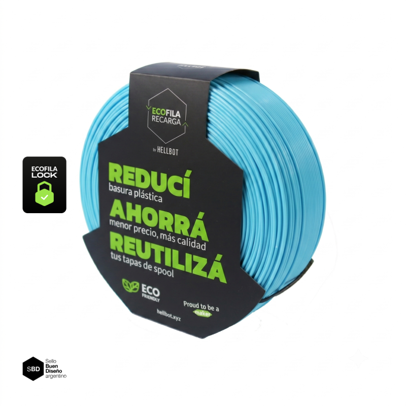 Aqua SIN  CARRETEL PLA Filamento 3D Hellbot 1Kg 1.75mm ECOFILA 3652