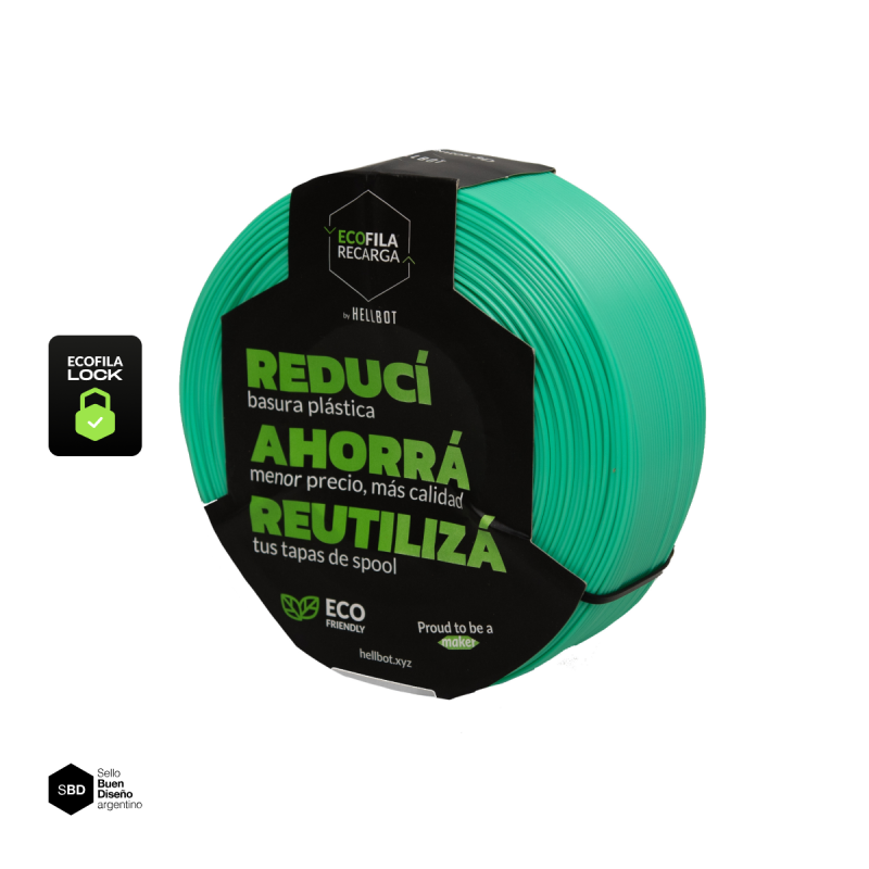 Menta Pastel SIN CARRETEL Filamento Hellbot ECOFILA 1Kg PLA 1,75mm ECOFILA 3668