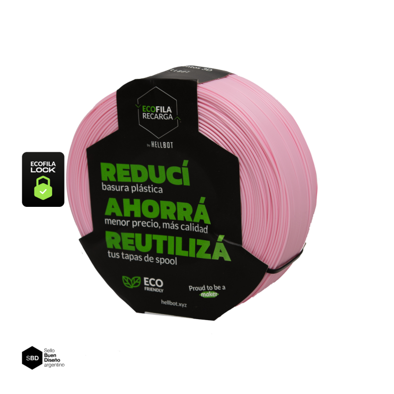 Rosa Pastel SIN CARRETEL Filamento Hellbot ECOFILA 1Kg PLA 1,75mm ECOFILA 3674