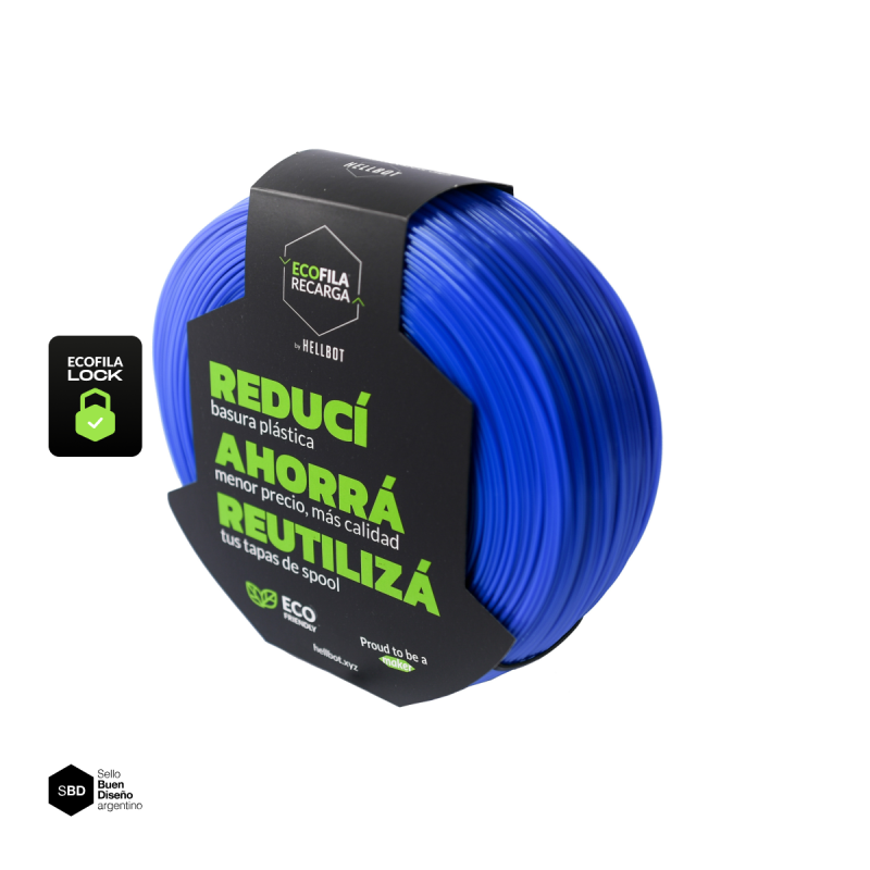 AZUL SIN CARRETEL Filamento HellbotPLA HELLBOT Filamento 3D 1,75mm x 1KG ECOFILA 3606