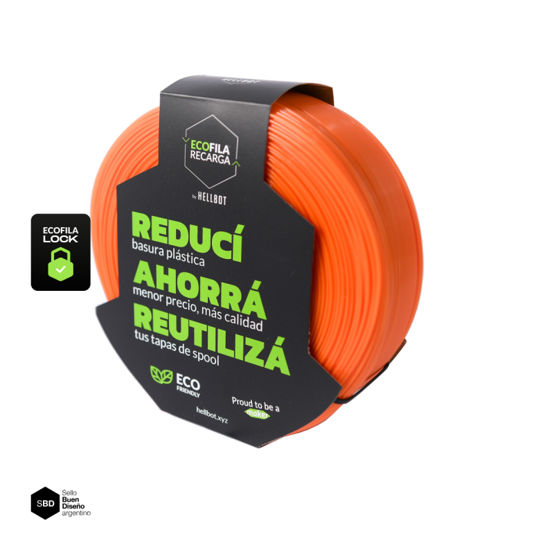 NARANJA SIN CARRETEL Filamento Hellbot PLA HELLBOT Filamento 3D 1,75mm x 1KG ECOFILA 3669