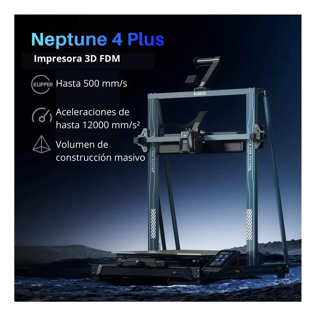 Neptune 4 Plus 320x320x385mm Klipper 500mms Impresora 3D FDM ELEGOO NEPTUNE-4PLUS