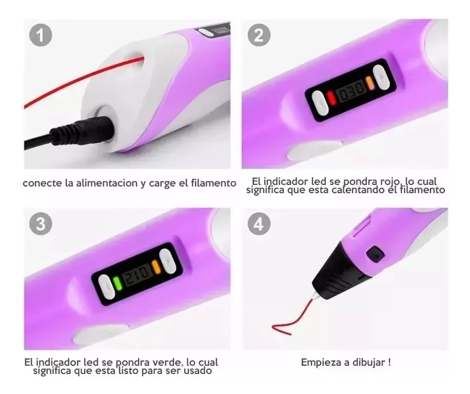 Lápiz 3d LCD color celeste + Base + Cable USB + Filamentos PLA 3D 3DPEN-2 (SIN GARANTIA)