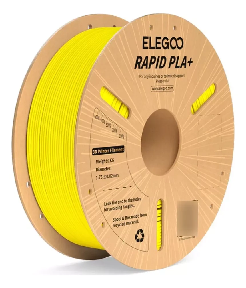 AMARILLO RAPIDO PLA+ Elegoo Diámetro Filamento 1.75mm 1KG  ELEGOO 50.203.0121