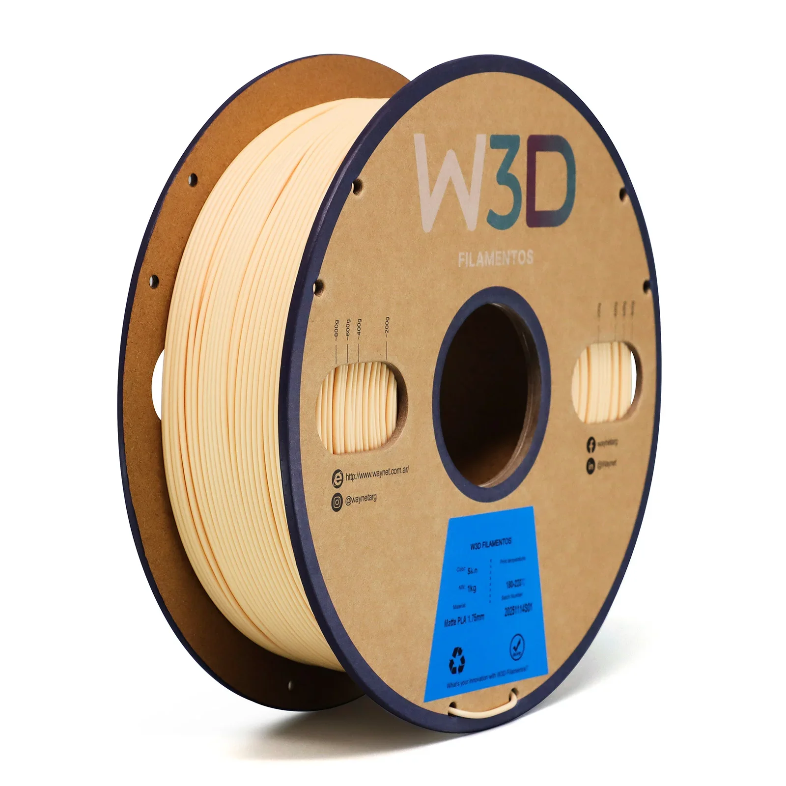 MATTE PIEL (Matte Skin) PLA W3D FILAMENTO 3D 1.75MM 1KG 0104008