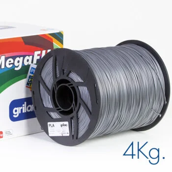 GRIS PLATA 4kg PLA MEGAFILL Grilon -No Rebobinable- M10IGR175C4