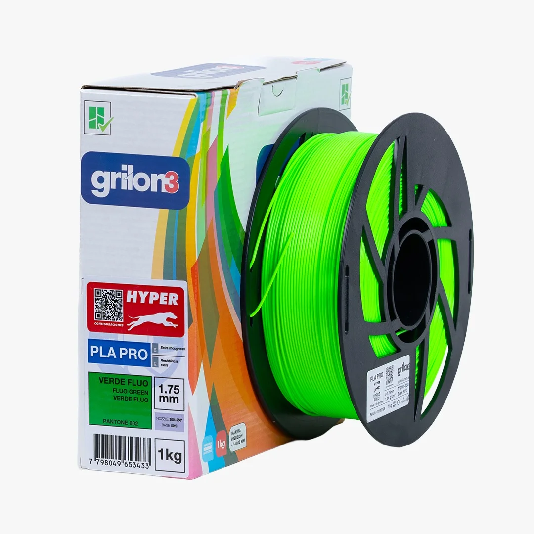VERDE UV GLOW PLA HYPER GRILON ALTA VELOCIDAD FILAMENTO 3D 1.75MM 1KG PLAG3PROHYPER