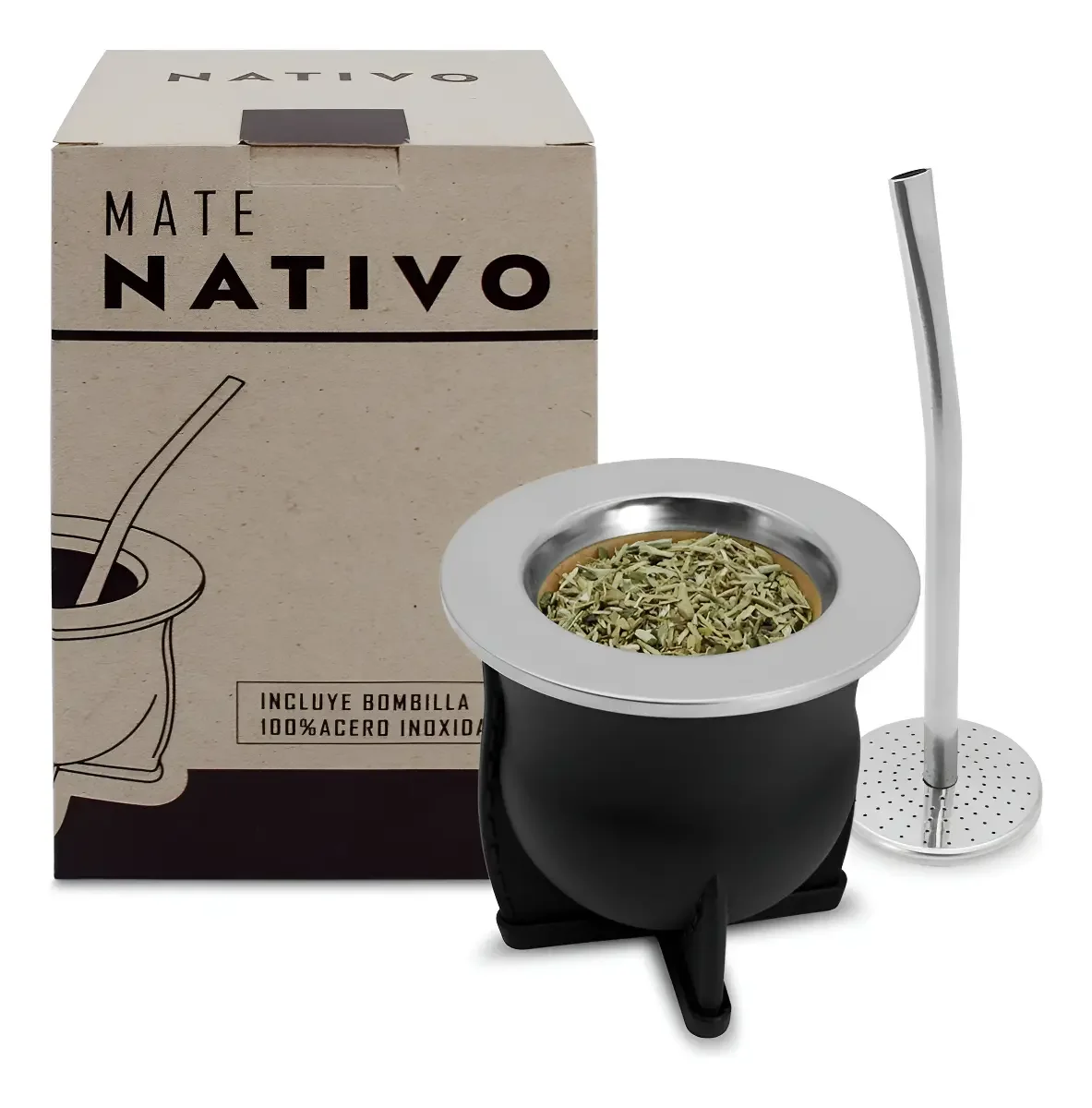 MATE LASERABLE Nativo con bombilla acero inoxidable x 100 unidades (elección de colores según disponibilidad)