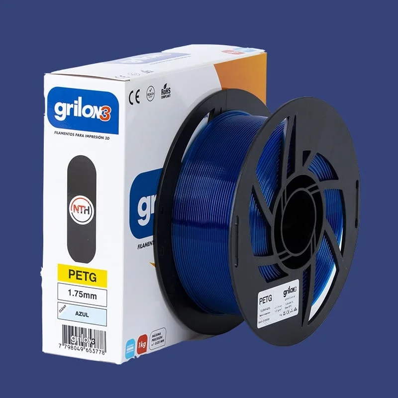 AZUL CLEAR  (translucido) PETG GRILON FILAMENTO 3D 1.75MM 1KG M77IAZ175CJ