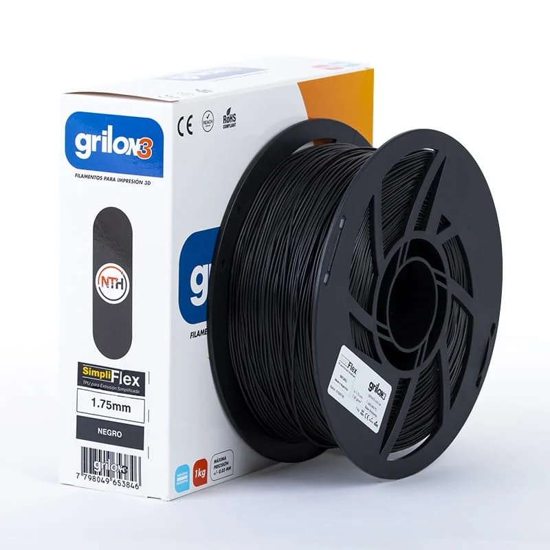 SIMPLIFLEX NEGRO GRILON FILAMENTO 3D 1.75MM 1KG FLEXIBLE TPU M13ING175CJ