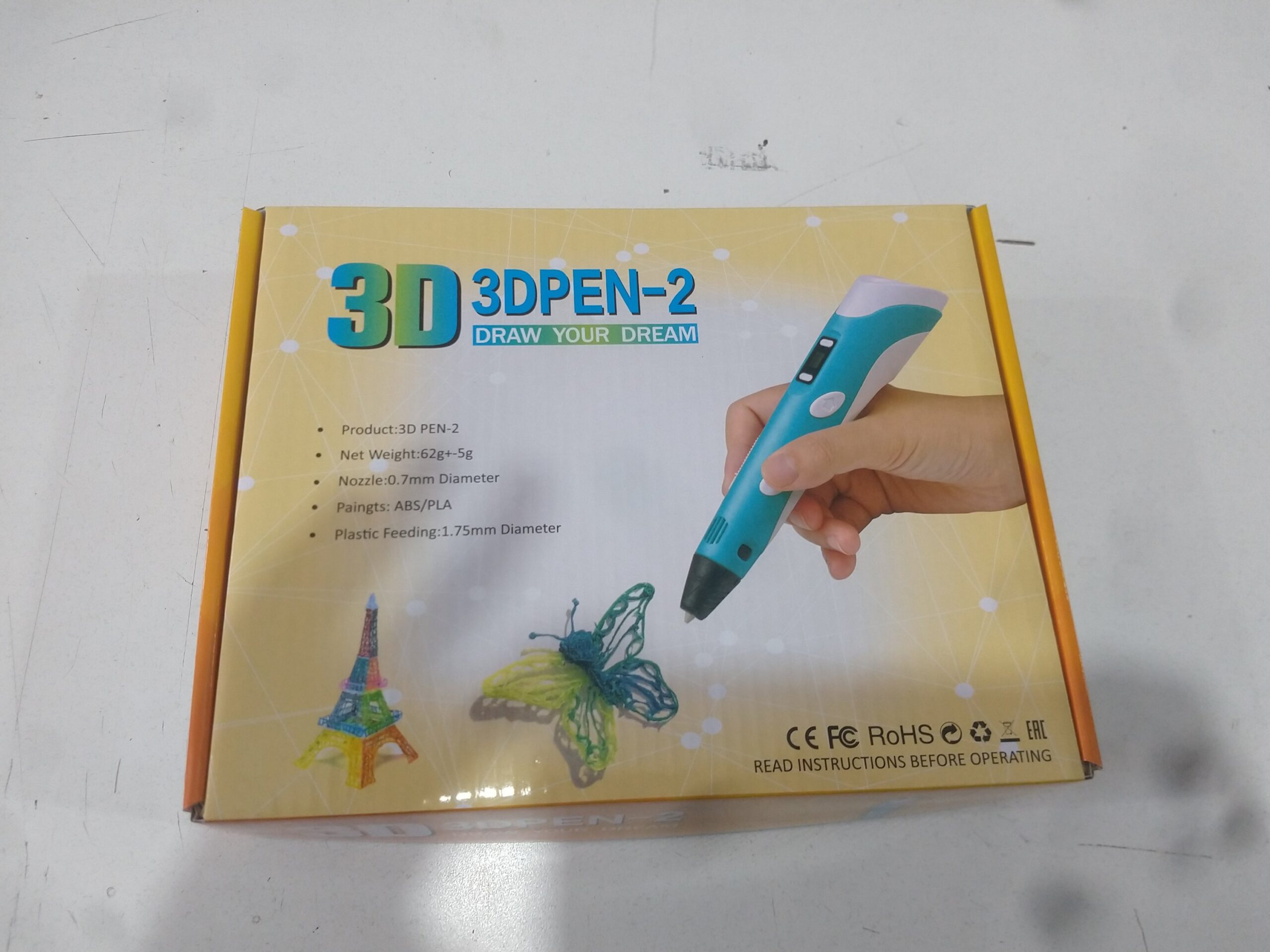 Lápiz 3d LCD color celeste + Base + Cable USB + Filamentos PLA 3D 3DPEN-2 (SIN GARANTIA)
