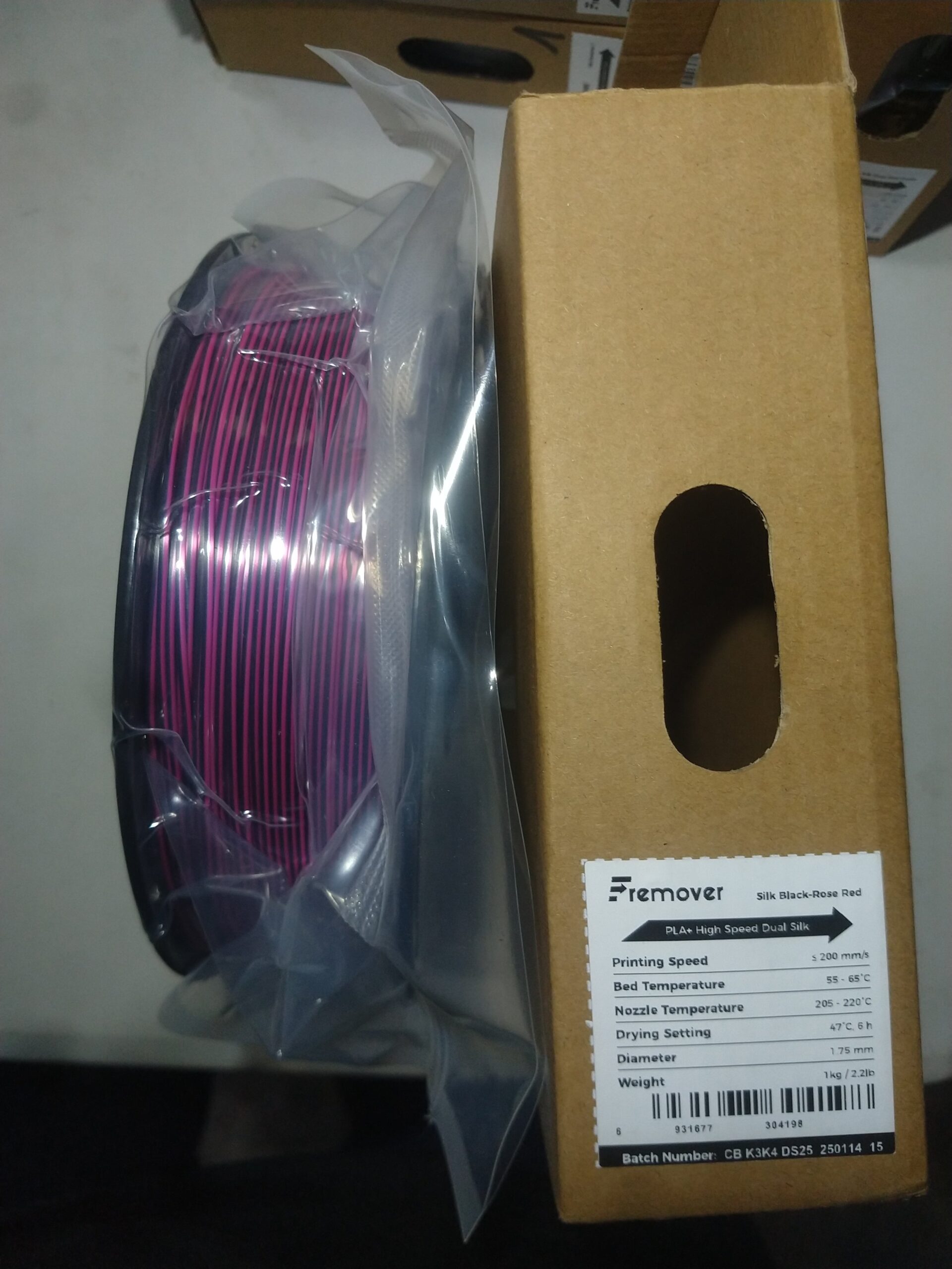 (Negro Rojo Rosado) Filamento PLA SILK Dual Black-Rose Red Fremover